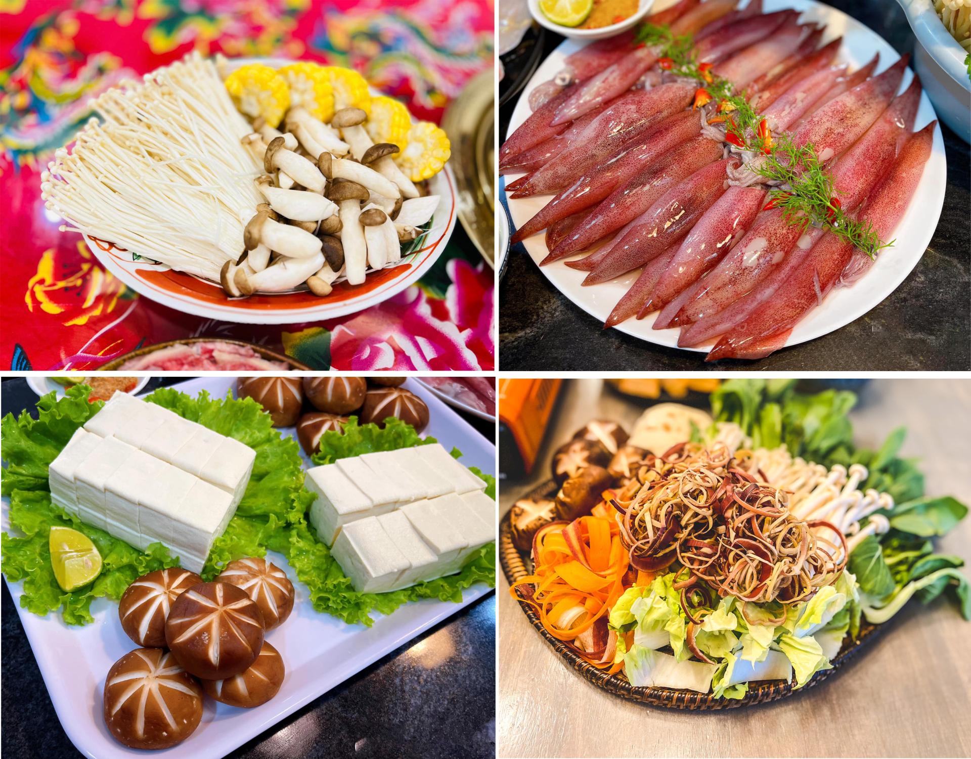 Topping của nồi lẩu thái hải sản chua cay